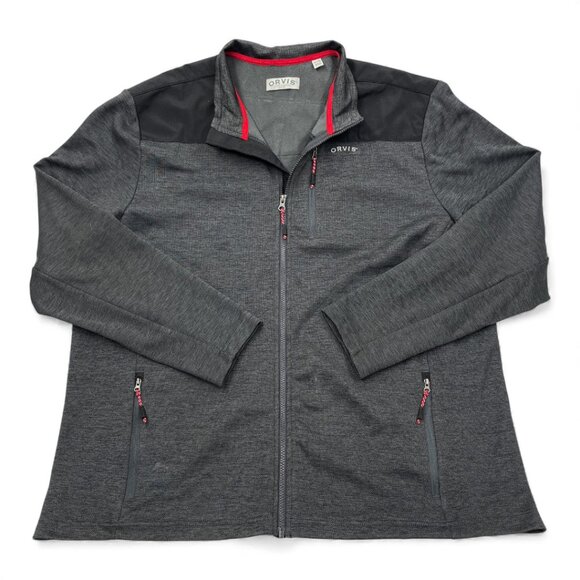 Orvis Jacket Sweater Full Zip Grey Black Lightweight Men's 2XL XXL - Picture 1 of 11